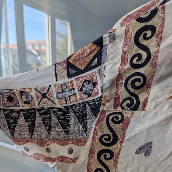 📼Vintage Perutz 100% SILK Unisex Abstract Print Blouse - XL - Picture 7 of 9